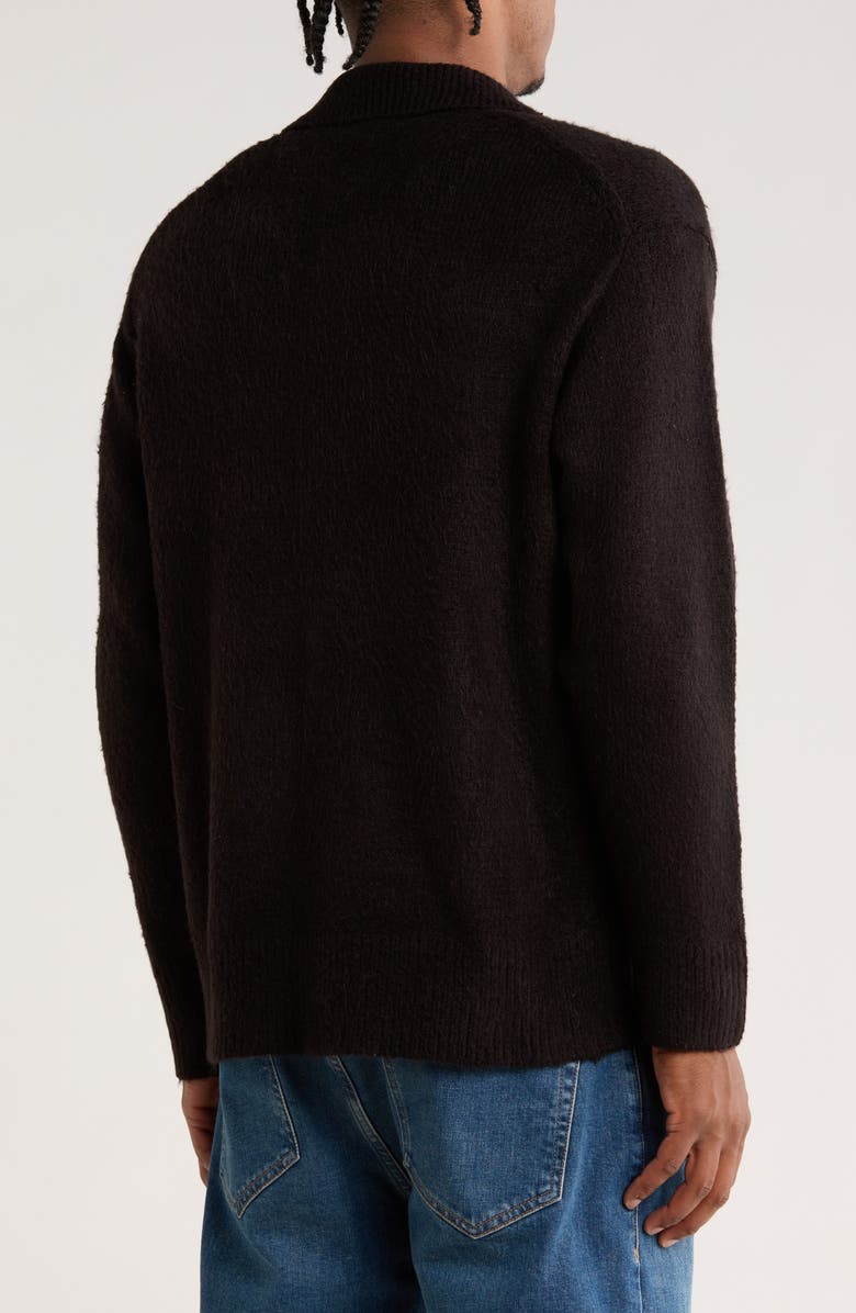 DENIM AND FLOWER Johnny Collar Polo Sweater, Alternate, color, Black