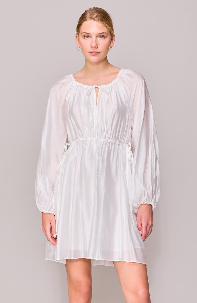 MELLODAY Tie Detail Long Sleeve Minidress, Alternate, color, Ivory