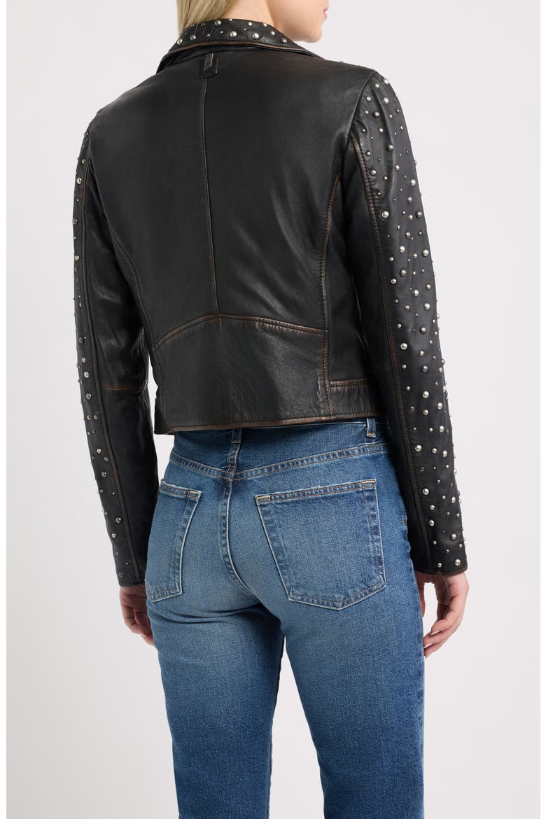 Roxanne Studded Leather Moto Jacket, Alternate, color, VINTAGE BLACK