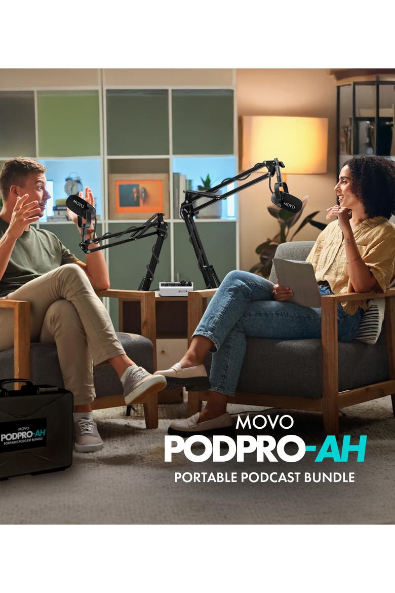 PodPro-AH Portable Podcasting Bundle for 2 for Smartphones and Computers, Alternate, color, Black