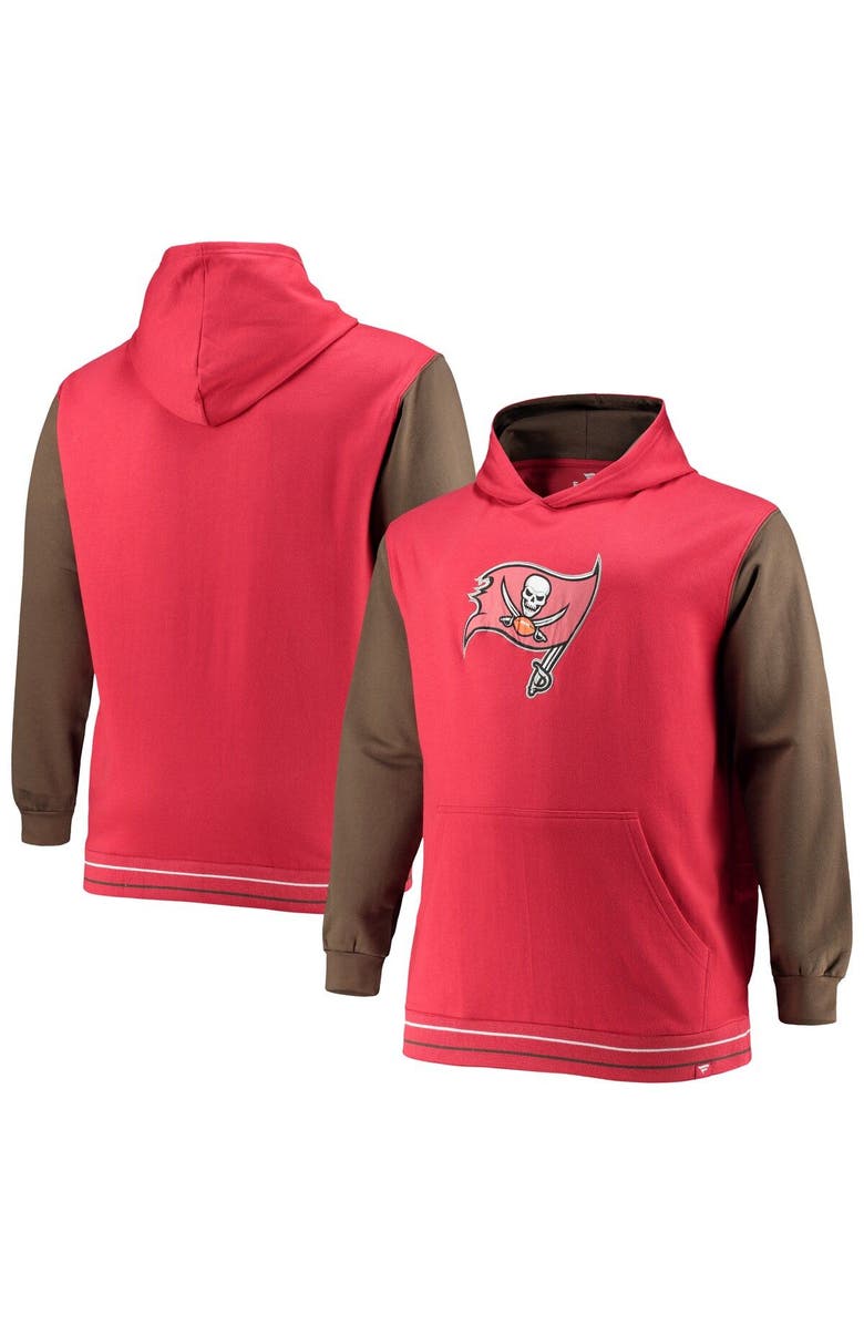 FANATICS Men's Fanatics Branded Red/Pewter Tampa Bay Buccaneers Big & Tall Block Party Pullover Hoodie, Main, color, Red