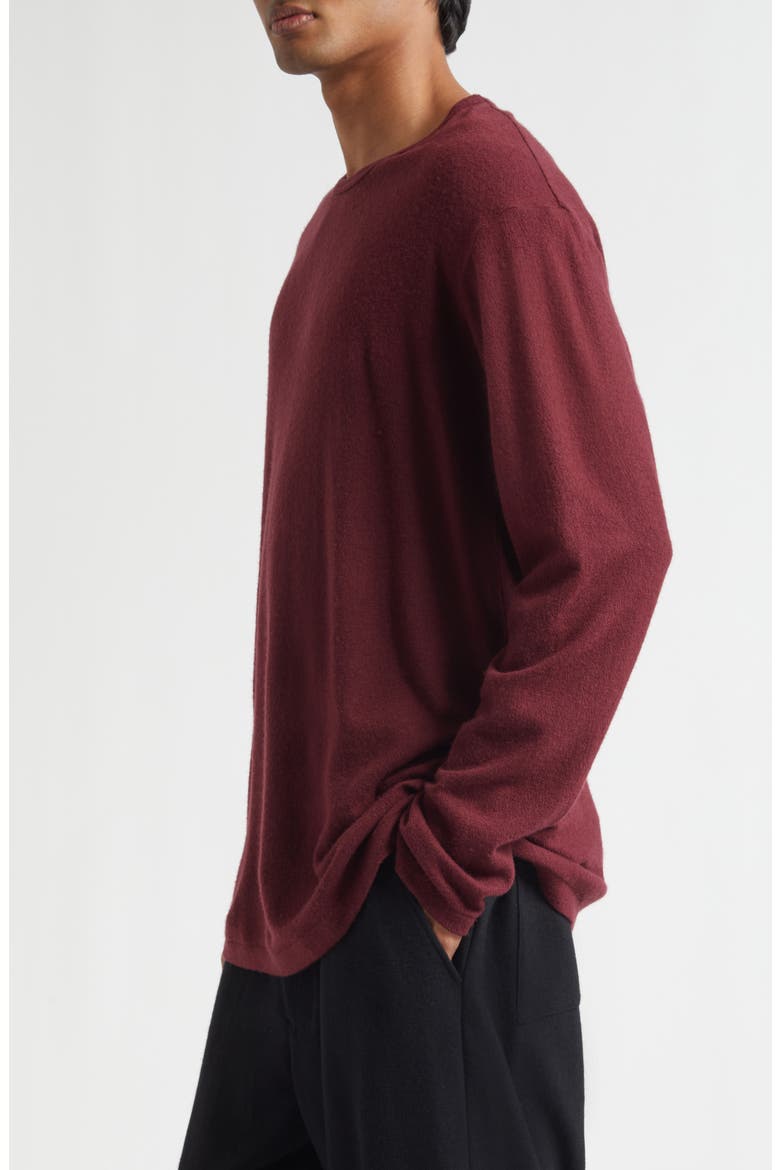 Long Sleeve Super 120s Wool Crewneck T-Shirt, Alternate, color, BORDEAUX