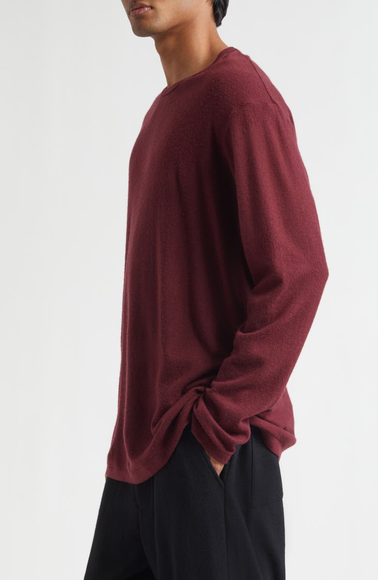 Yohji Yamamoto Long Sleeve Super 120s Wool Crewneck T-Shirt, Alternate, color, Bordeaux