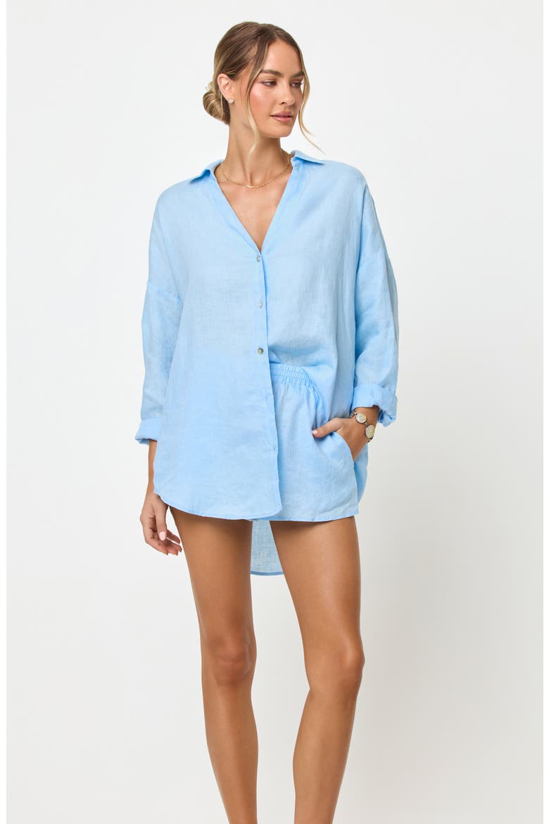 Rio Linen Cover-Up Tunic, Alternate, color, SKY BLUE