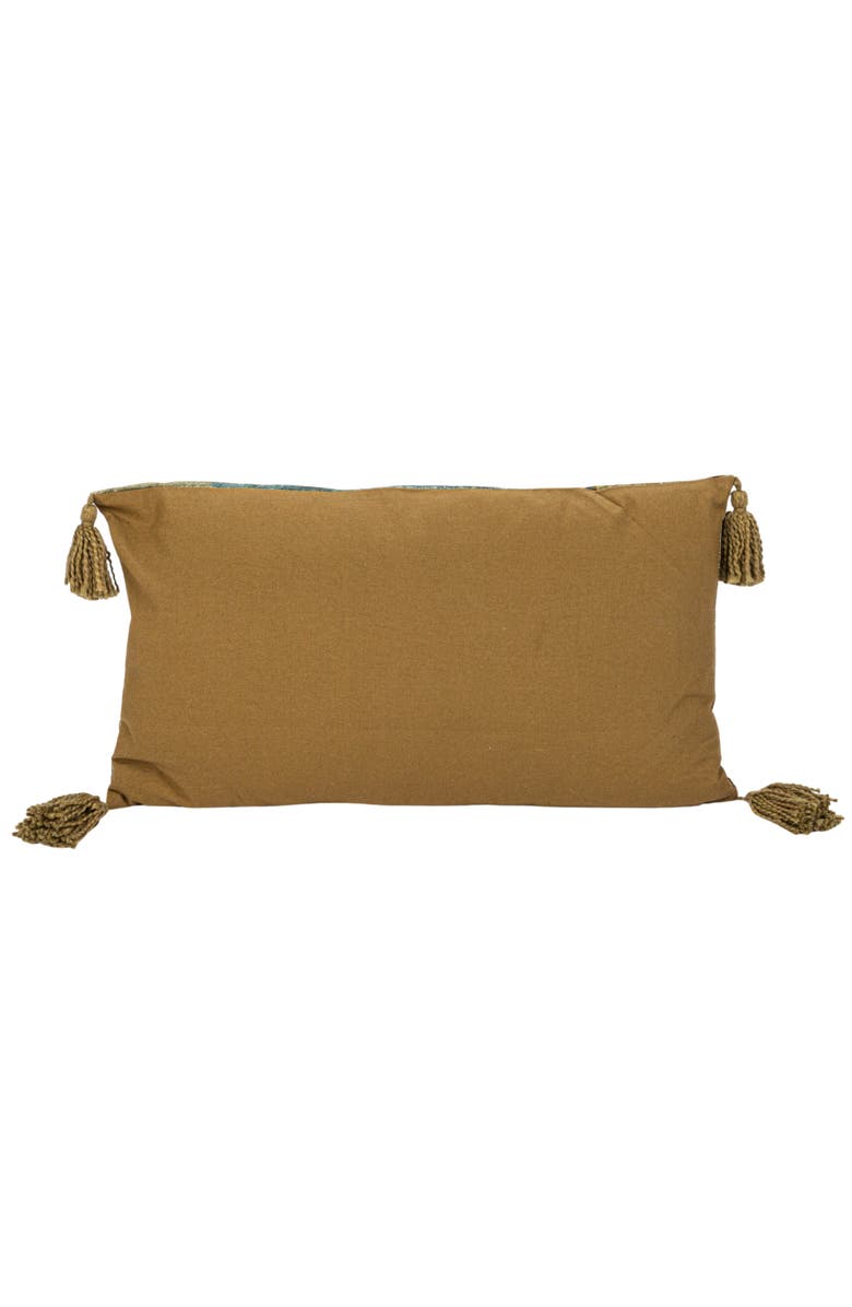 Storied Home Cotton Velvet Blend Tiger Lumbar Pillow with Tassels, Multicolor, Alternate, color, 