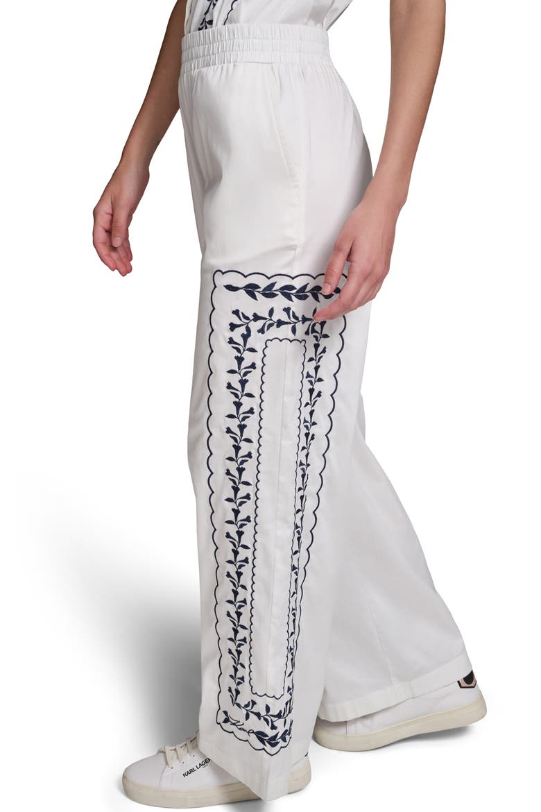 Embroidered Wide Leg Pants, Alternate, color, SOFT WHITE