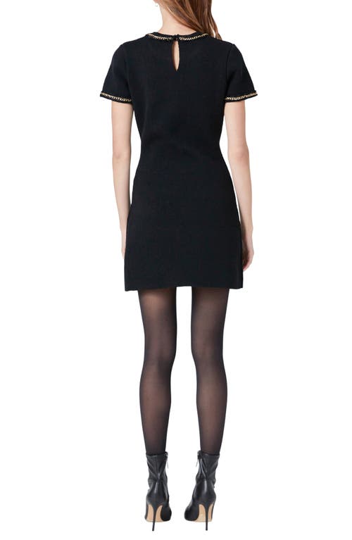 Endless Rose Chain Trim Sweater Minidress In Black