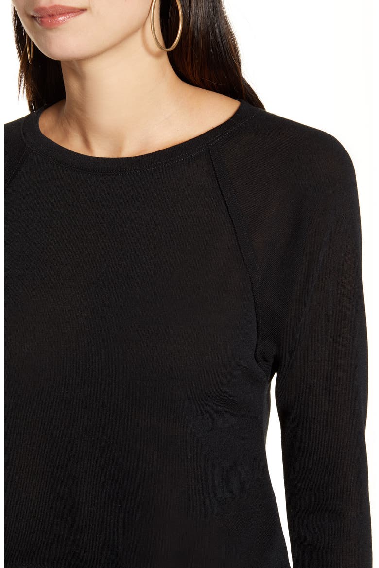 Curved Hem Tee, Alternate, color, BLACK