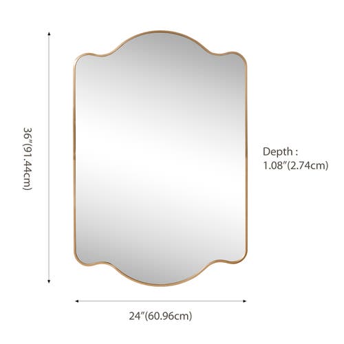 Jonathan Y Louisa Medium Scalloped Rectangular Metal Framed Wall Mirror In Gold