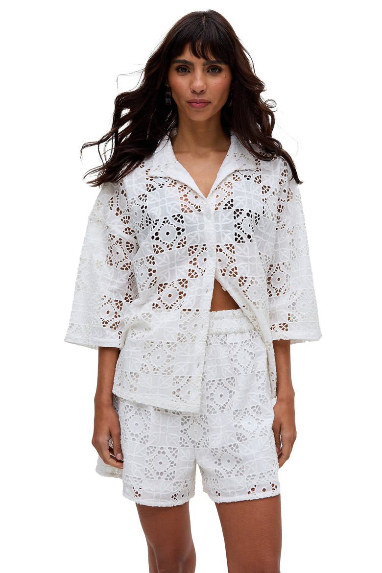 Shelli All Over Broderie Anglaise Shirt, Alternate, color, White