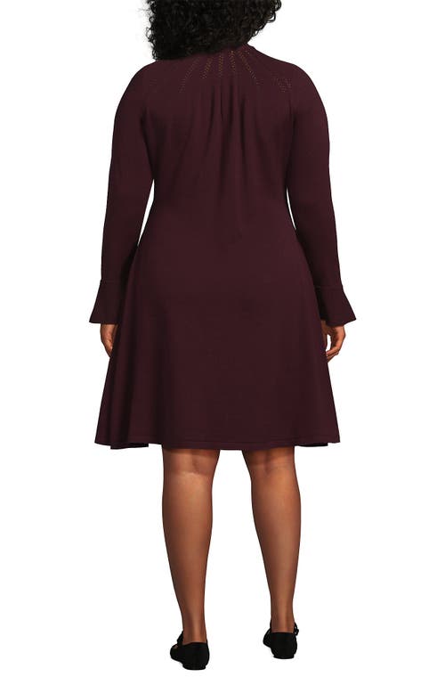 Lands' End Fine Gauge Cotton Fit And Flare Sweater Dress In Brown