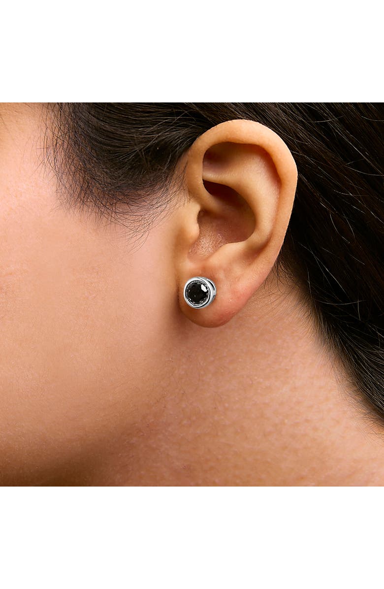 Haus of Brilliance Silver 2 1/2 Ct Black Diamond Bezel- Stud Earrings with Screw Backs, Alternate, color, White