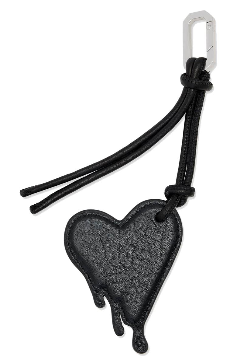 AllSaints Drip Heart Leather Keyring, Main, color,