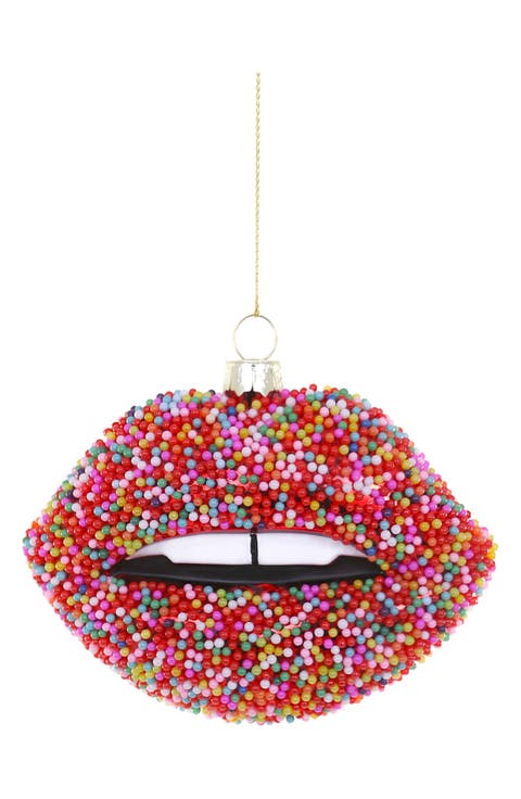 Candy Lips Sprinkles Glass Ornament