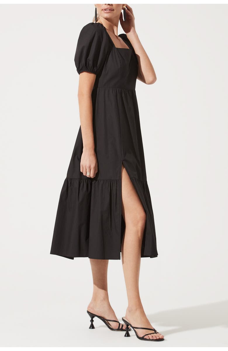 ASTR the Label Astr Poplin Puff Sleeve Tiered Midi Dress, Alternate, color, 