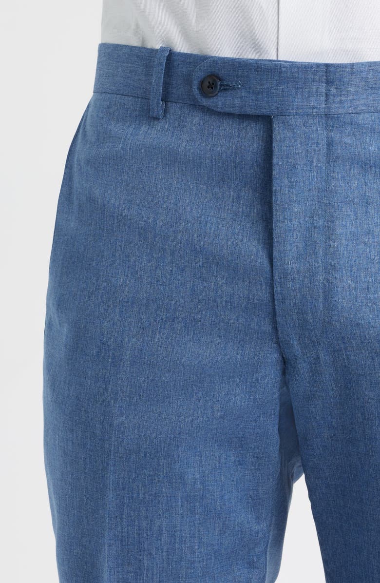 Peter Millar Harker Flat Front Light Blue Wool & Cotton Mélange Dress Pants, Alternate, color, 