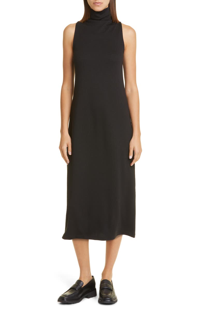 Vince Sleeveless Mock Neck Dress, Main, color, Black