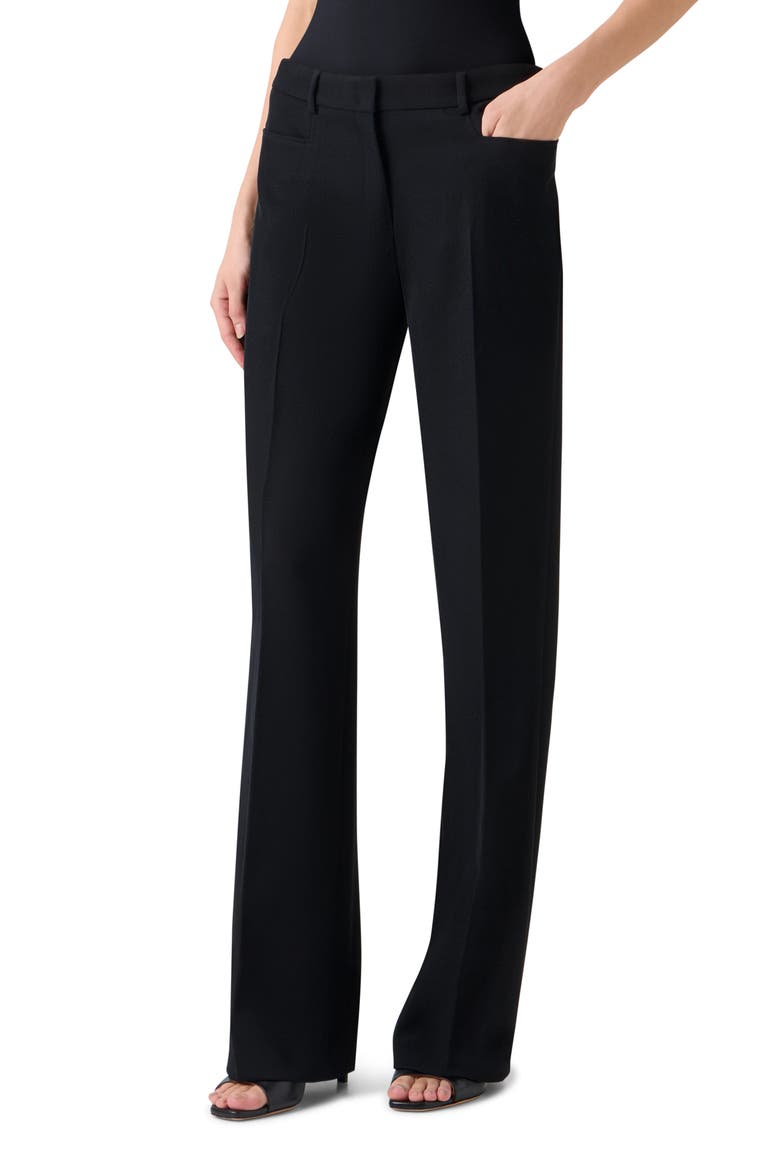 Mikka Virgin Wool Tricotine Pants, Alternate, color, BLACK