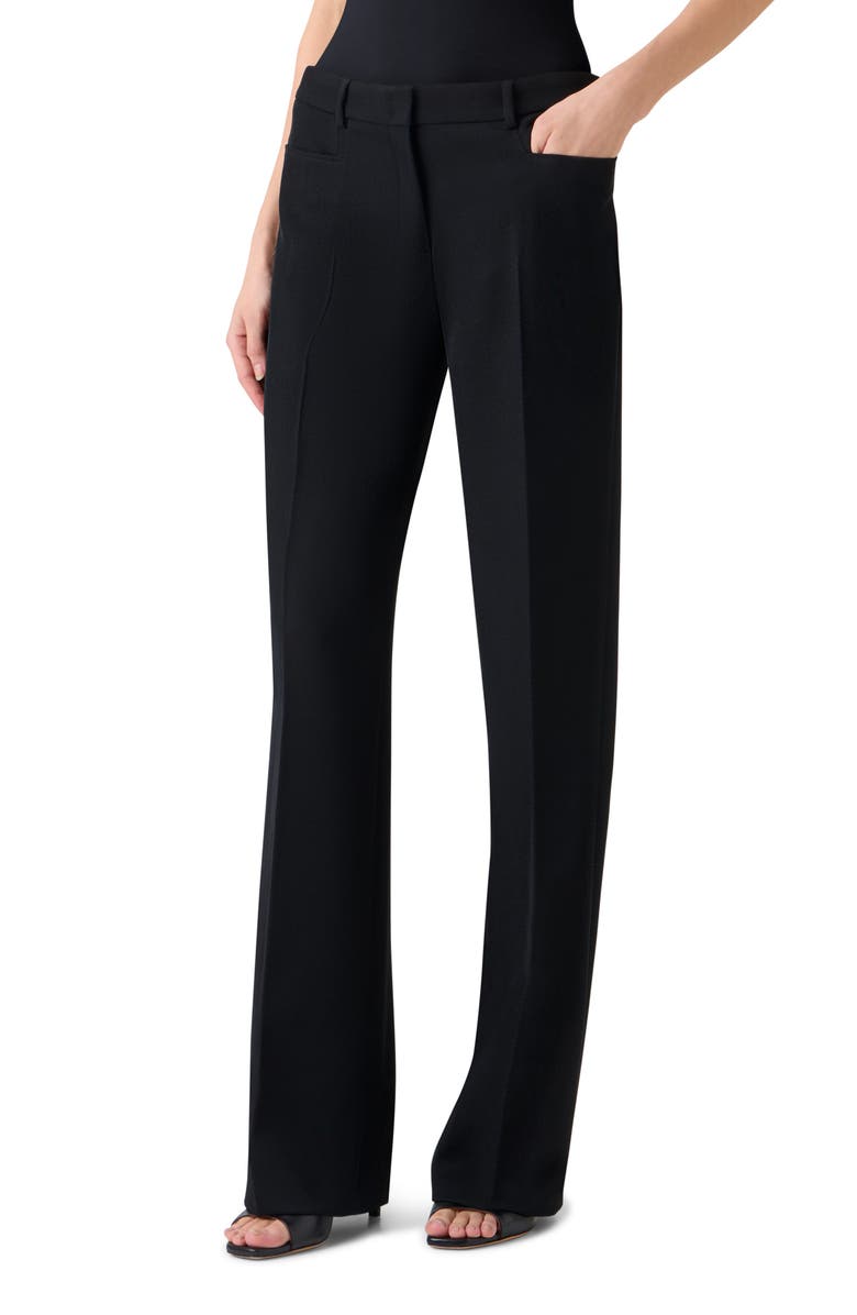 Akris punto Mikka Virgin Wool Tricotine Pants, Alternate, color, Black