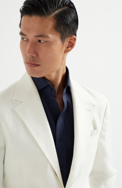 Brunello Cucinelli Wool-cashmere-silk Deconstructed Blazer In Off-white