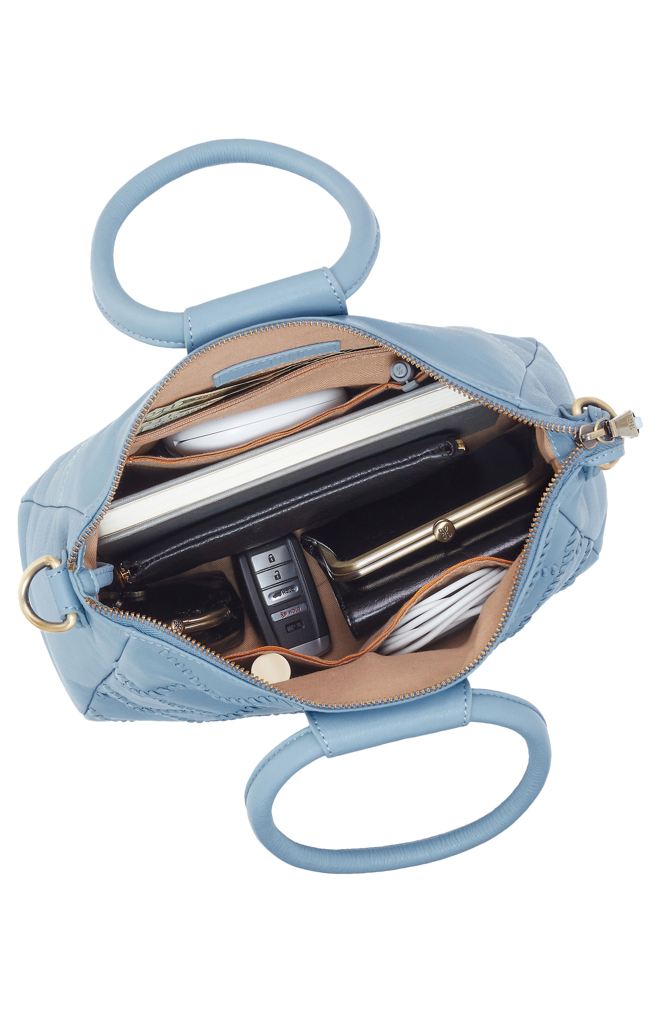 HOBO Medium Sheila Leather Satchel, Alternate, color, Bluebell