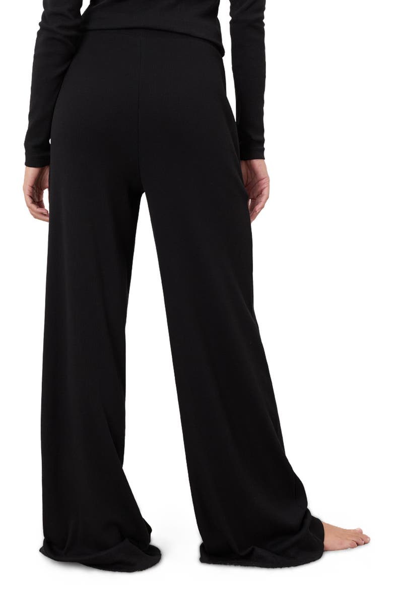 Pact Dream Rib Wide Leg Lounge Pant Made With Organic Cotton, Alternate, color, Black