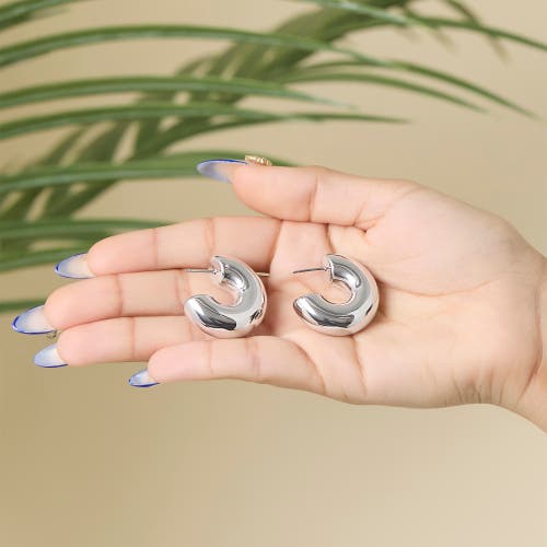 Jessica Simpson Silver Chunky Hoop Earrings In Metallic