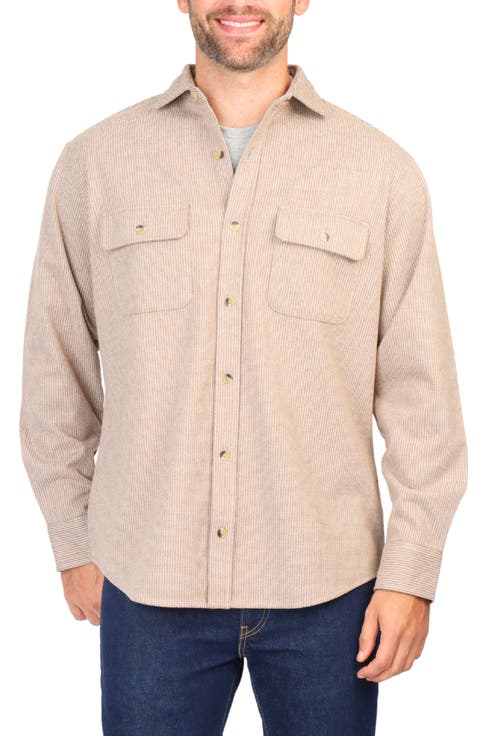 Micro Houndstooth Overshirt with Faux Suede Trim