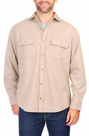 Micro Houndstooth Overshirt with Faux Suede Trim