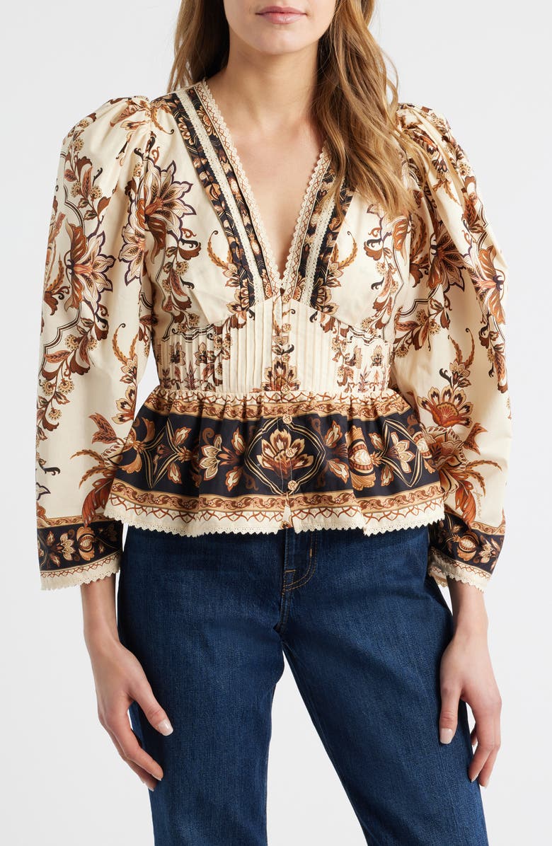 FARM Rio Majestic Garden Cotton Top, Main, color, Sand