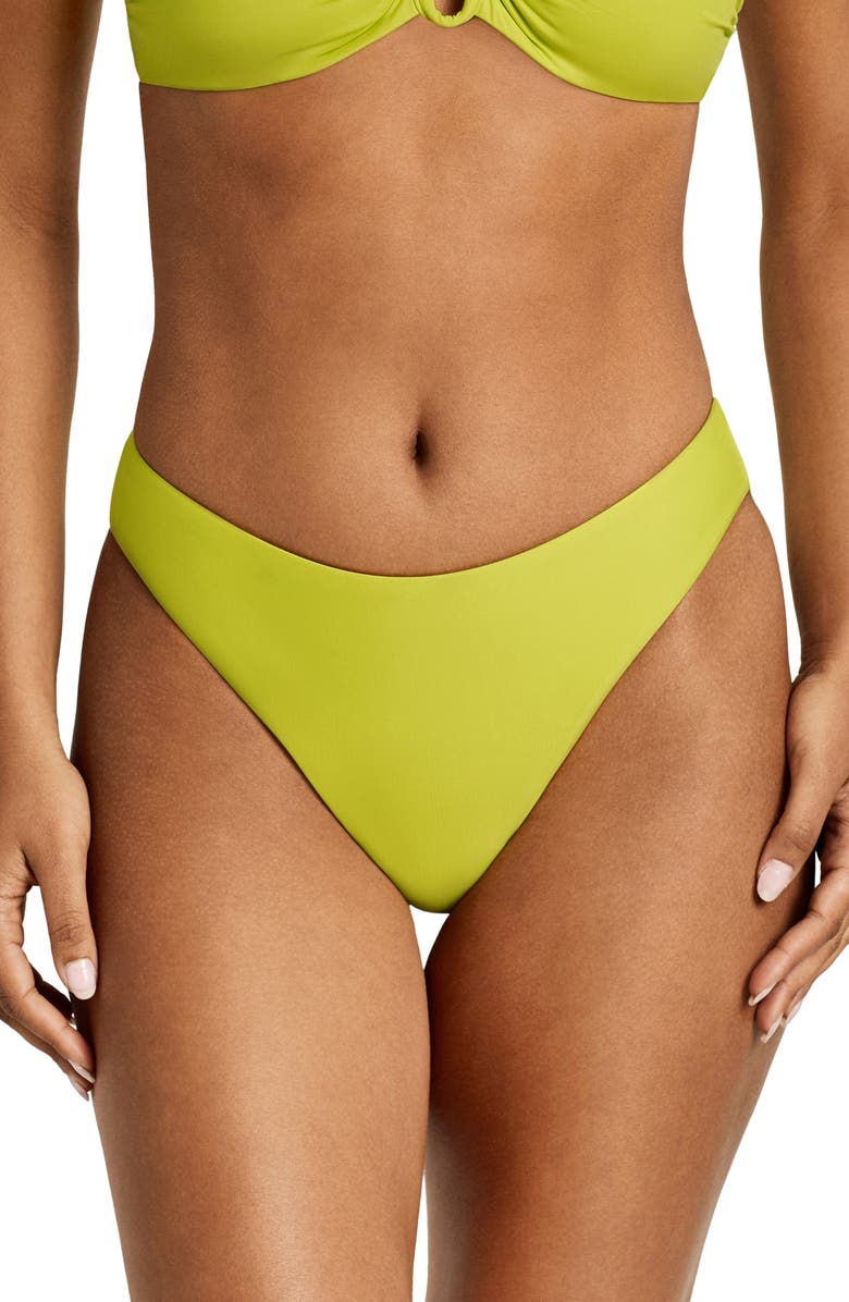 Lauren Ralph Lauren Curved Waist Bikini Bottoms, Main, color, Lime Breeze