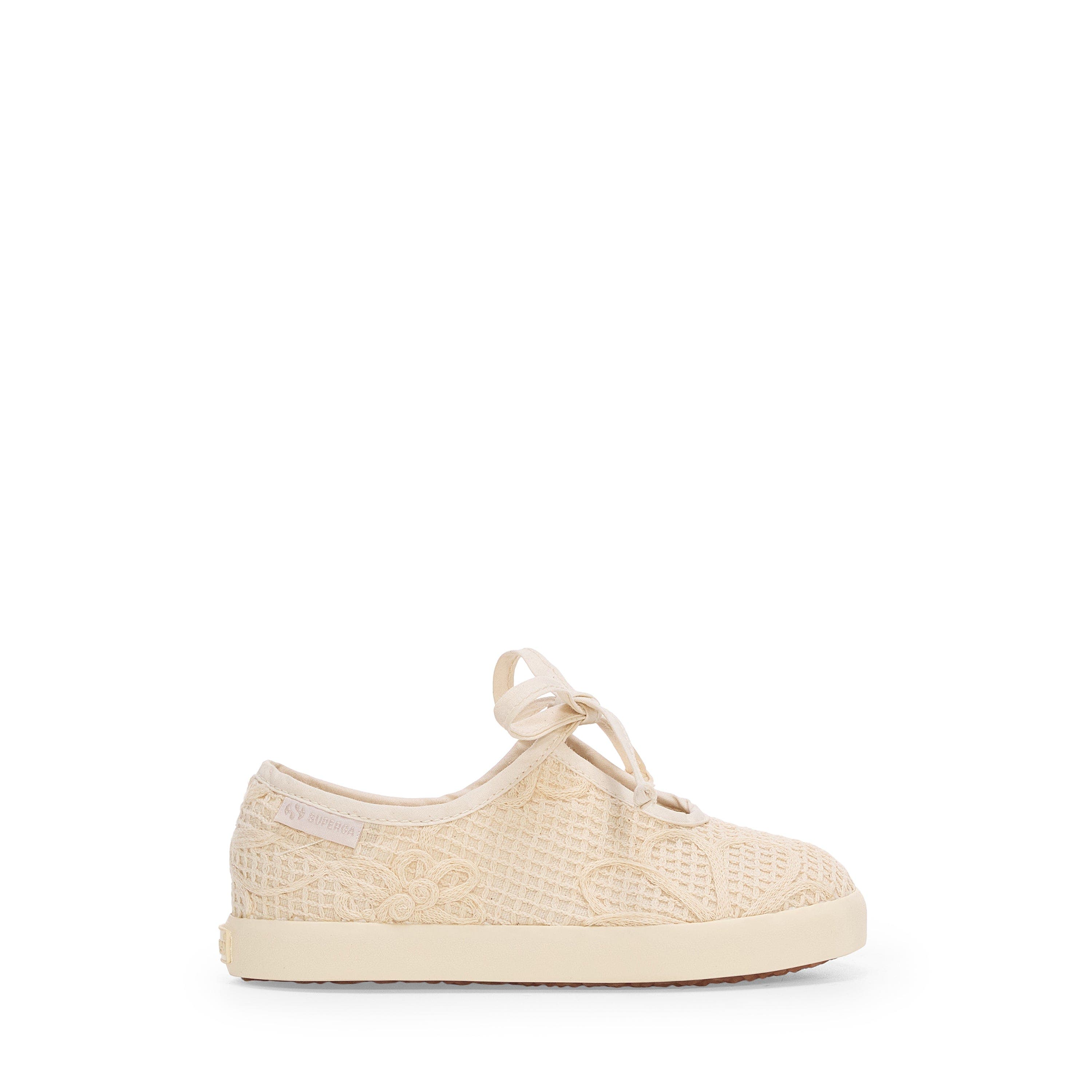 Superga 2442 Kids Ballerina Lace Net Flower Crochet, Main, color, Beige Raw-Off White