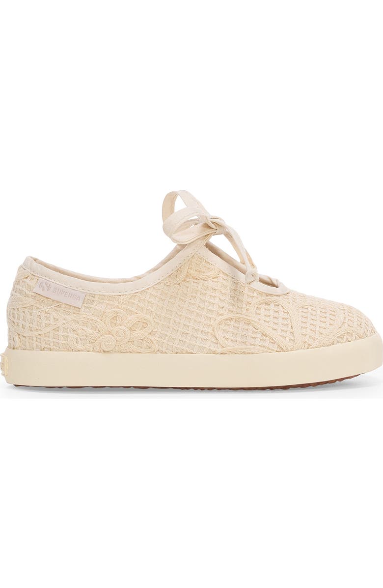 Superga 2442 Kids Ballerina Lace Net Flower Crochet, Main, color, Beige Raw-Off White