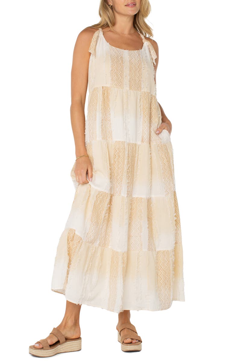 Liverpool Los Angeles Tiered Cotton Maxi Sundress, Main, color,