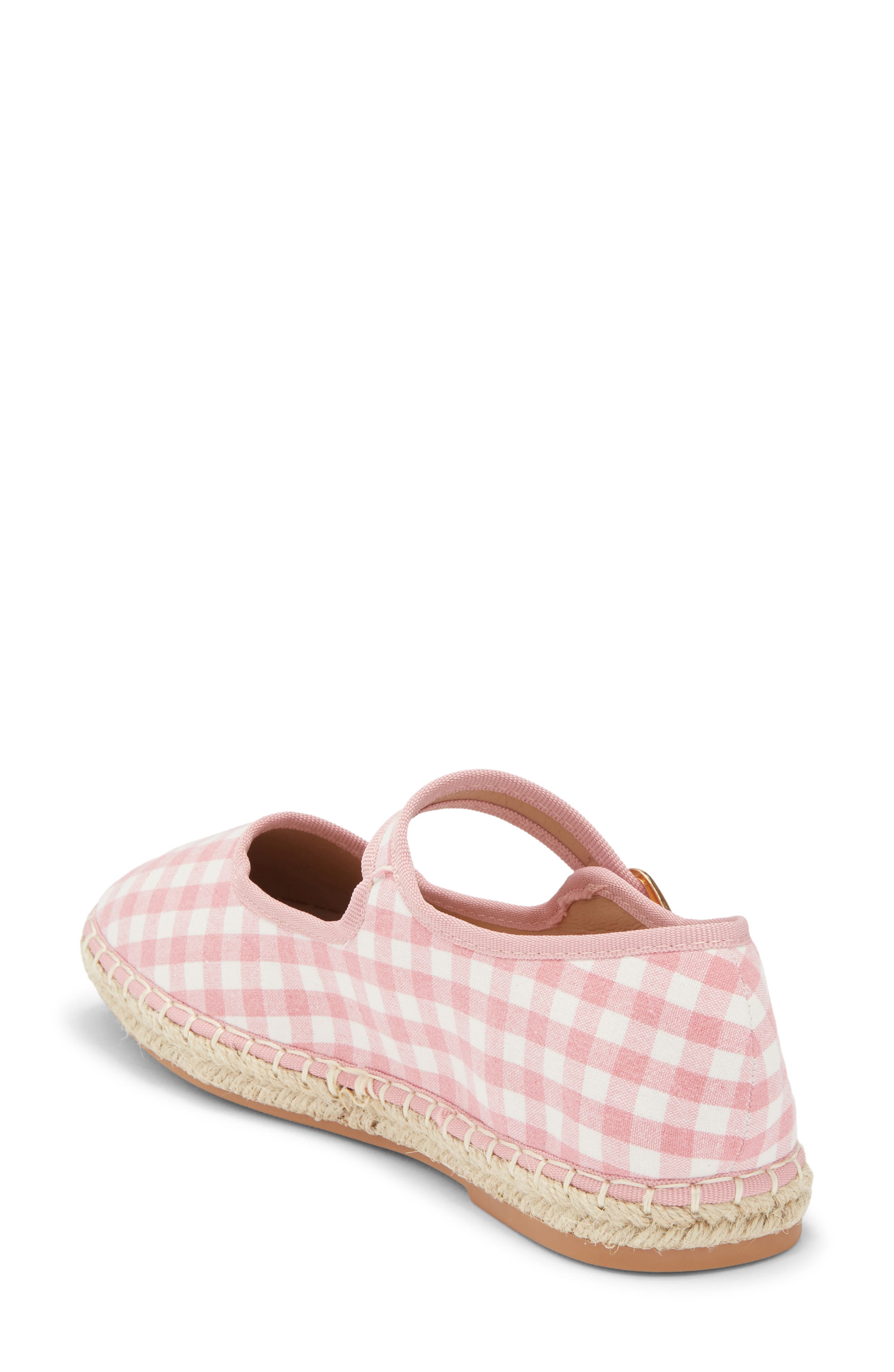 Fallon Gingham Mary Jane Flat, Alternate, color, PINK CANVAS