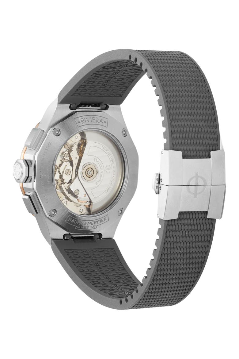 Riviera 10722 Rubber Strap Automatic Chronograph Watch, 43mm, Alternate, color, SLATE-GREY