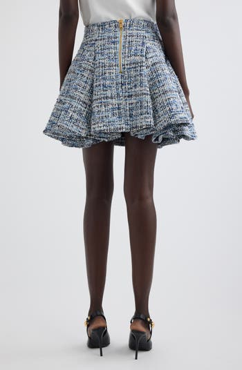 Balmain Six Button Tweed Flare Miniskirt | Nordstrom