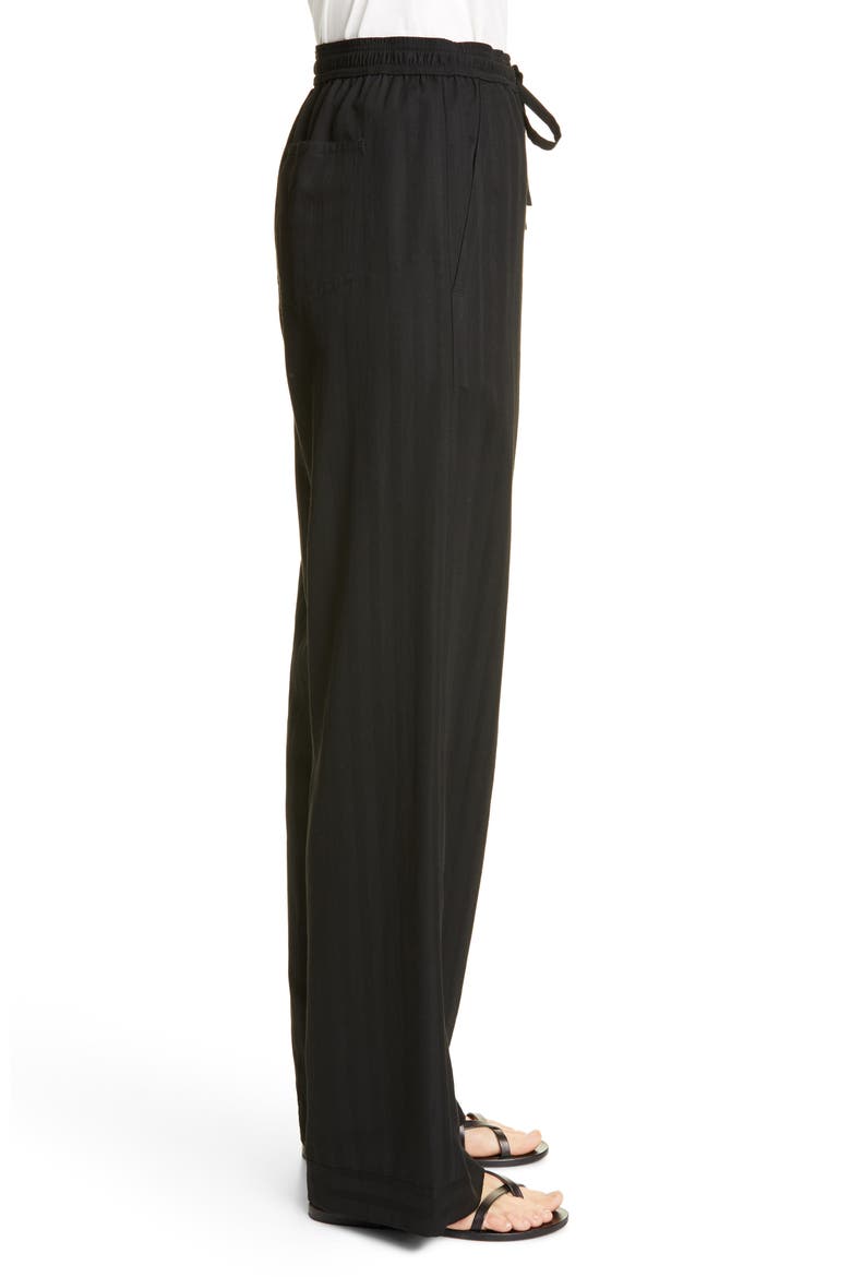 Tonal Stripe Relaxed Wide Leg Pants, Alternate, color, BLACK/ BLACK STRIPE