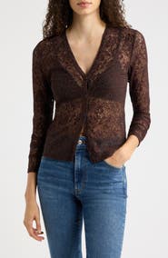 FRAME The Sheer Stretch Lace Top