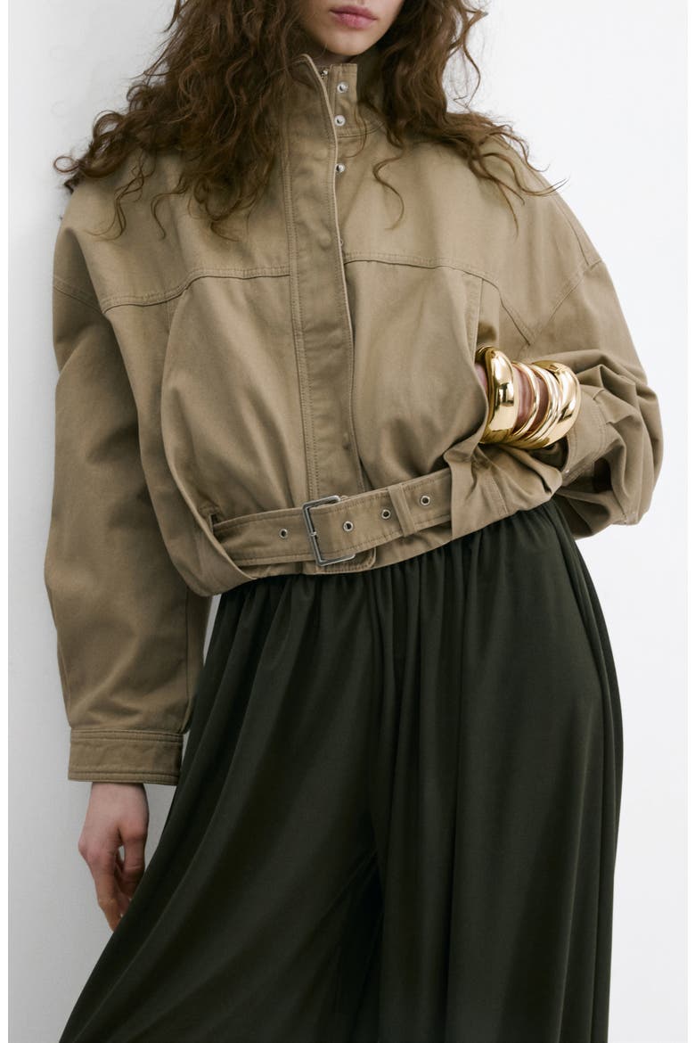 Oversize Belted Cotton Twill Jacket, Main, color, SAND
