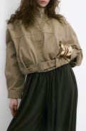 MANGO Oversize Belted Cotton Twill Jacket