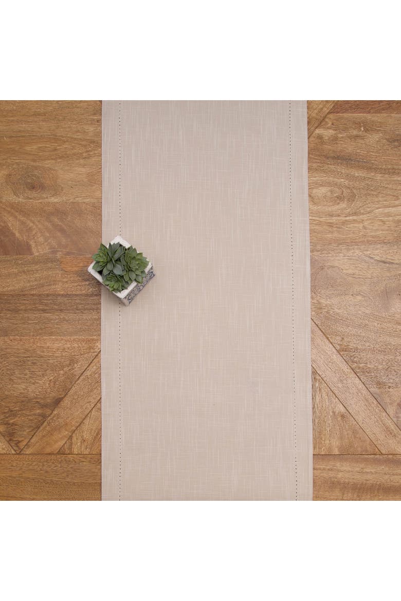 Hemstitch Solid Tan 100% Cotton Cloth Table Runner 14" x 72", Alternate, color, Brown