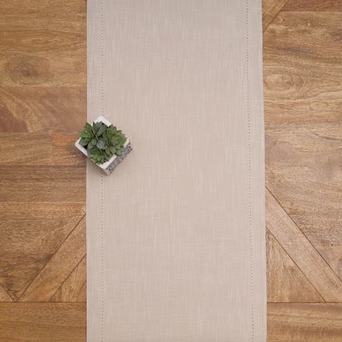 Hemstitch Solid Tan 100% Cotton Cloth Table Runner 14" x 72"