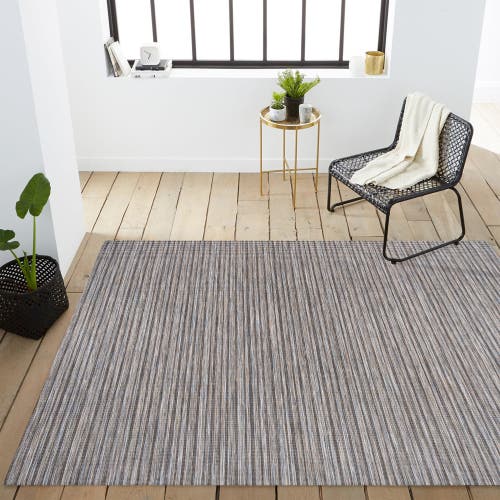 Jonathan Y Finn Modern Farmhouse Pinstripe Indoor/outdoor Area Rug In Dark Gray/blue
