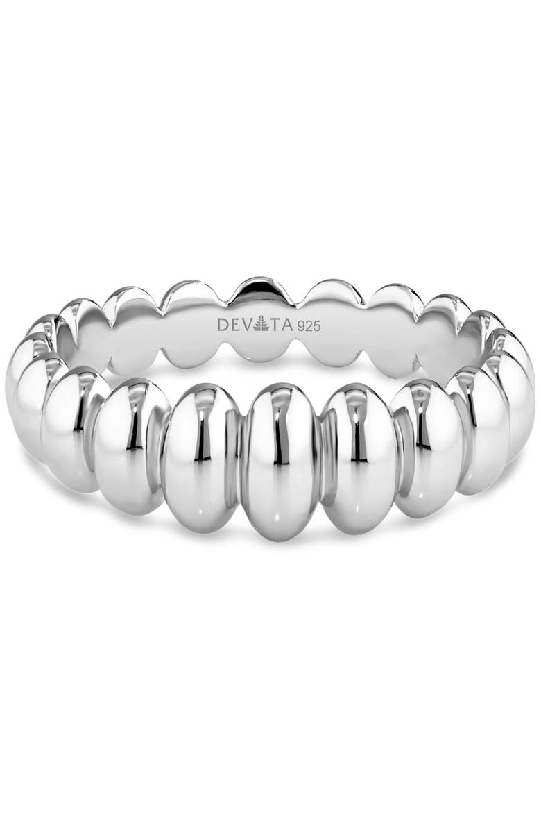 DEVATA Puffy Ribbed Ring in Rhodium Plated Sterling Silver, Main, color, Silver
