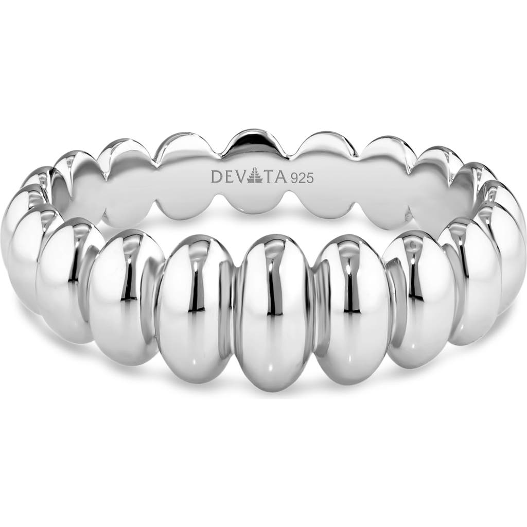 Devata Puffy Ribbed Ring In Metallic