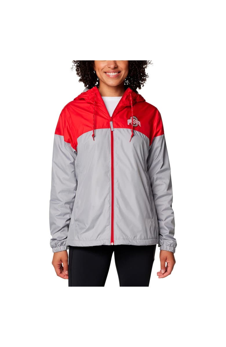 Columbia Women's Columbia Scarlet/Gray Ohio State Buckeyes Flash Forward Full-Zip Hoodie Windbreaker Jacket, Main, color, 