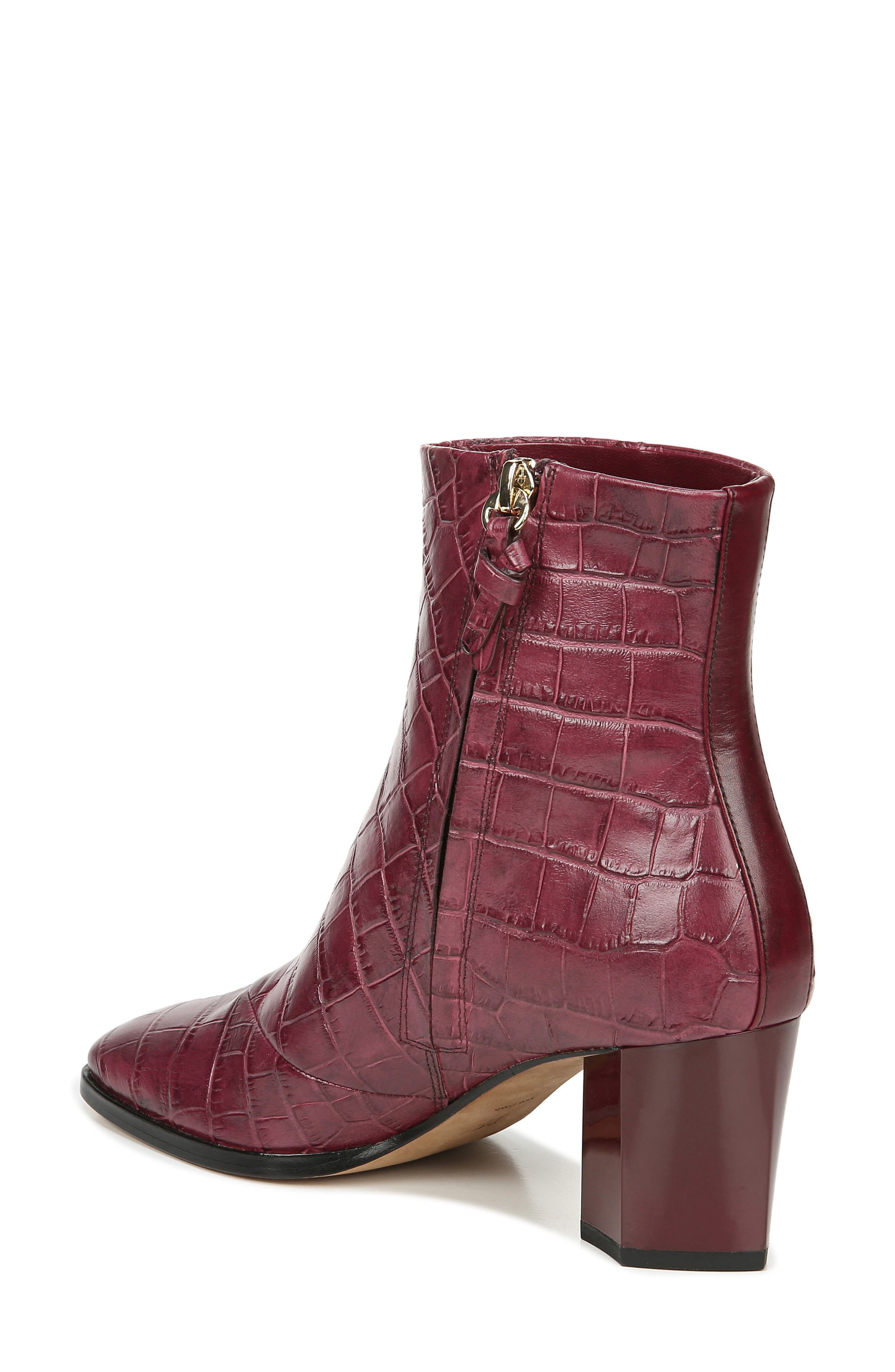 Thelma Croc Embossed Bootie, Alternate, color, BURGUNDY