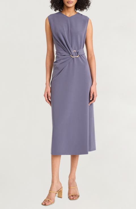 Sleeveless Ruched Midi Dress
