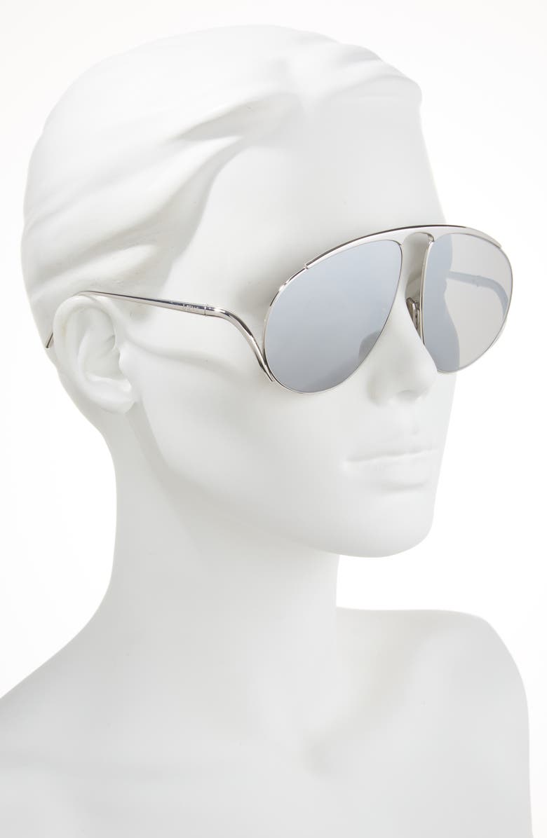 Loewe Signature Pilot Sunglasses, Alternate, color, Shiny Palladium / Smoke Mirror